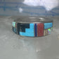 Turquoise ring Southwest coral band tribal size 6.75 sterling silver women men