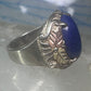 Black Hills Gold ring blue lapis leaves band size 7 sterling silver women men