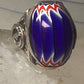 African trade bead ring size 7.75 Gye Nyame  sterling silver women