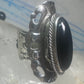 Onyx poison ring long Taxco Mexican adj size 9 sterling silver women