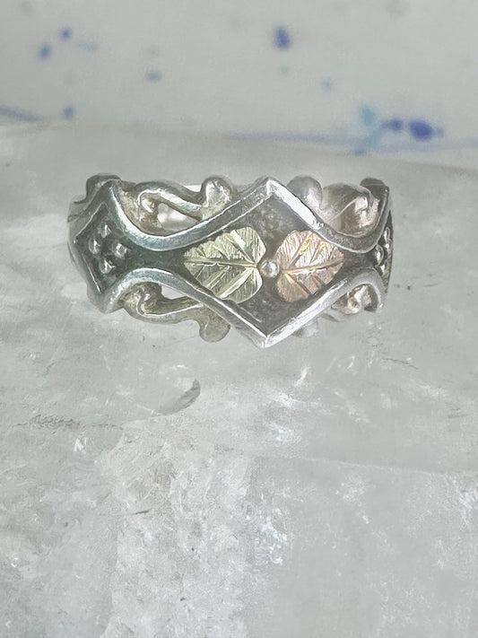 Black Hills Gold ring band leaves size 6.75 sterling silver women&nbsp;
