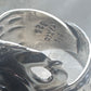 Onyx poison ring long Taxco Mexican adj size 9 sterling silver women