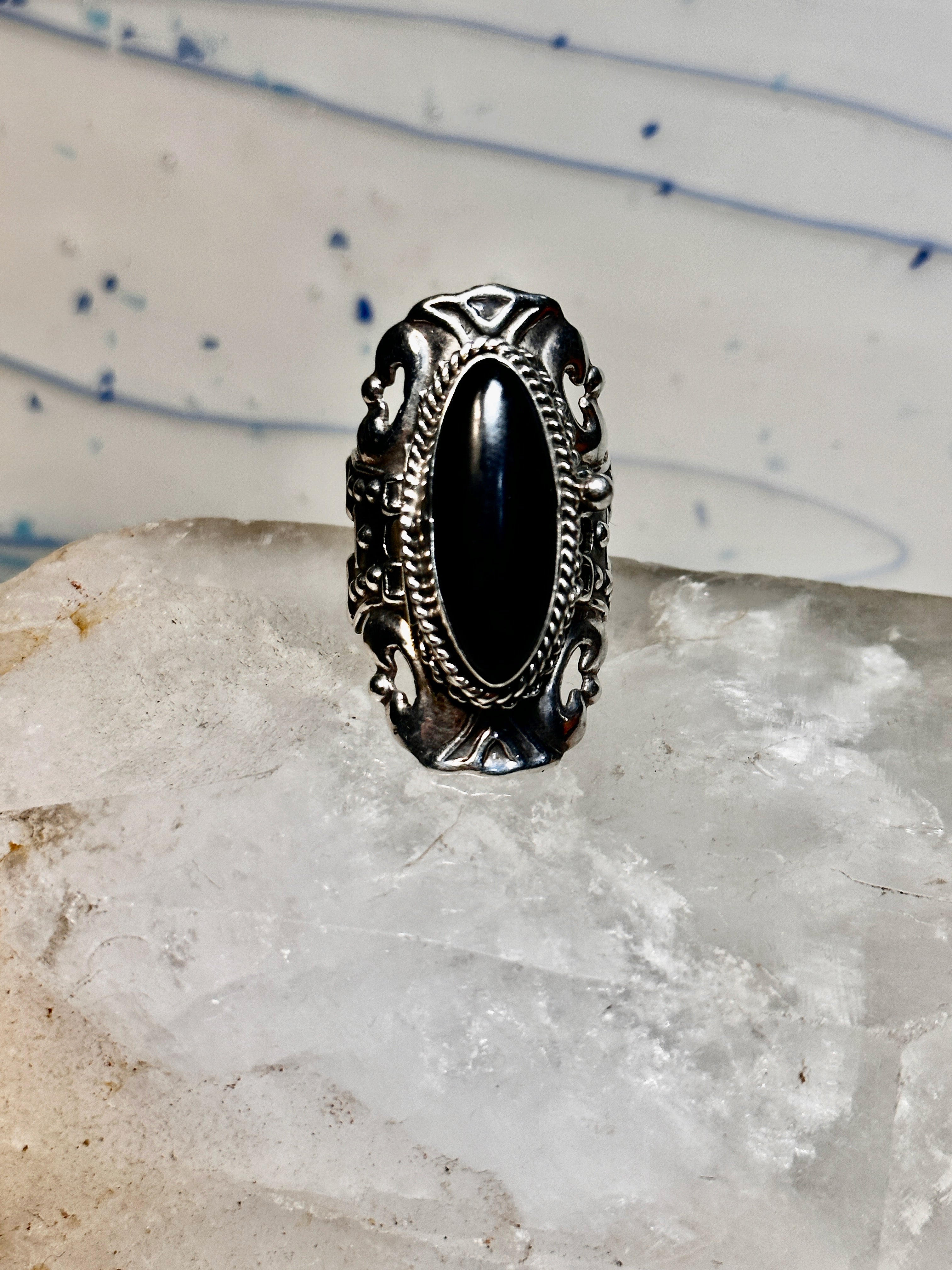 Silver Heart Onyx Ring - F5277 | F.Hinds Jewellers