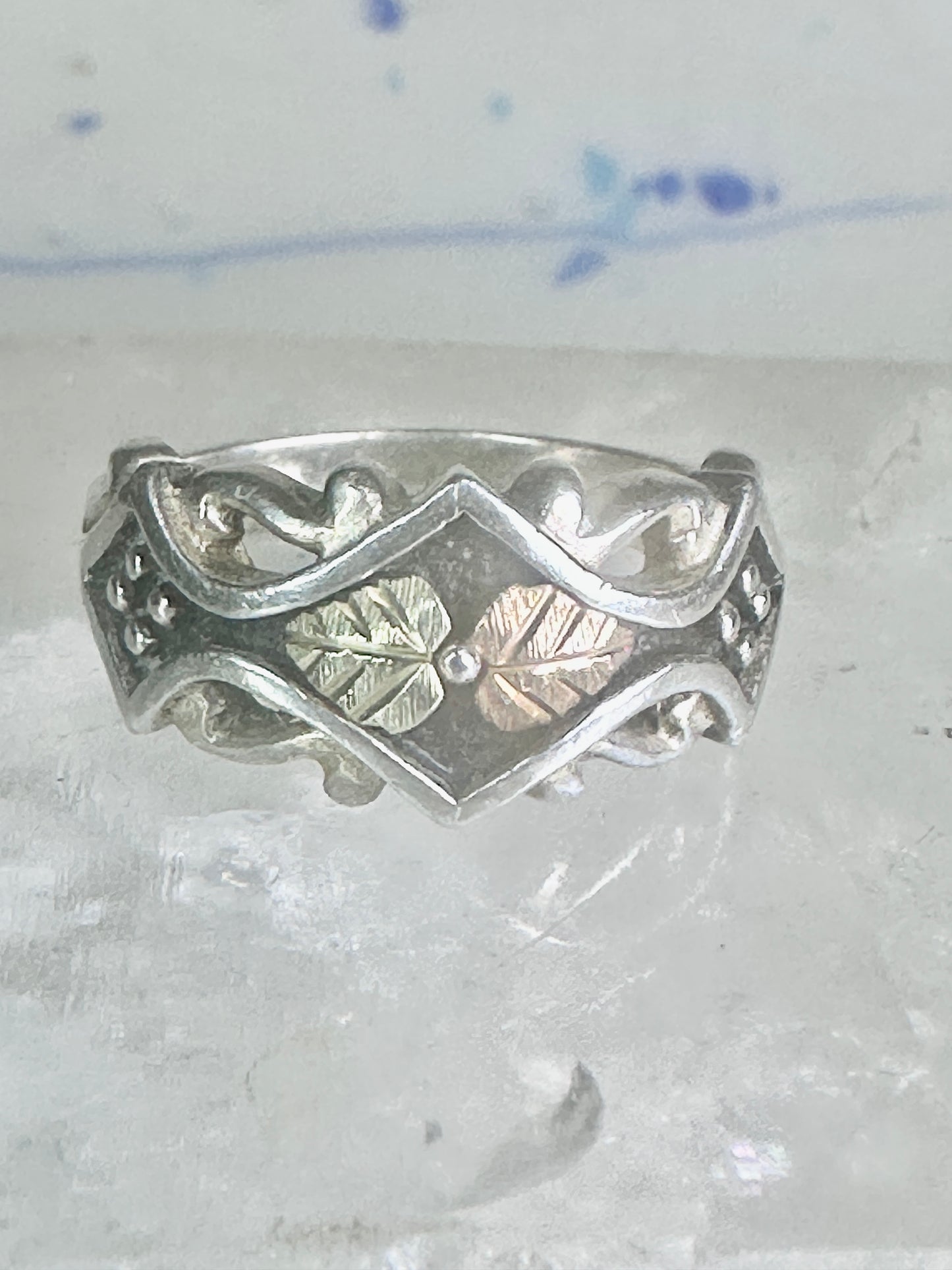 Black Hills Gold ring band leaves size 6.75 sterling silver women&nbsp;