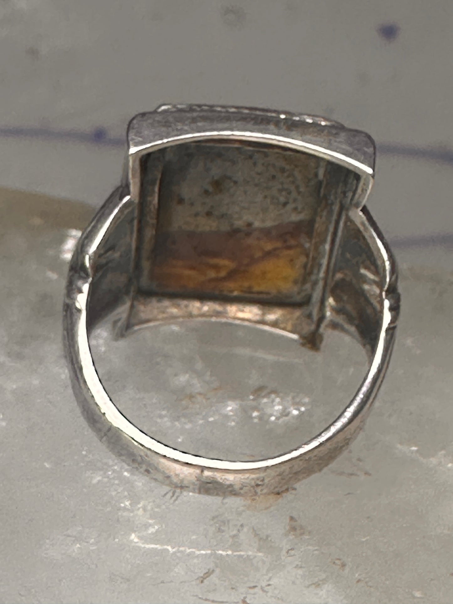 Art Deco jasper ring size 6.50 sterling silver women