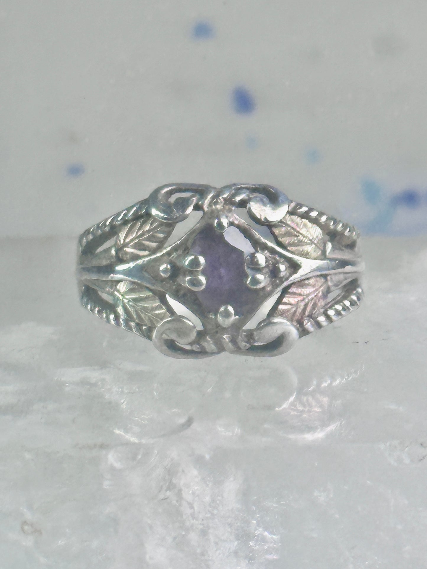Black Hills Gold ring wedding band amethyst leaves size 8 sterling silver women