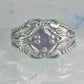 Black Hills Gold ring wedding band amethyst leaves size 8 sterling silver women