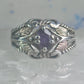 Black Hills Gold ring wedding band amethyst leaves size 8 sterling silver women