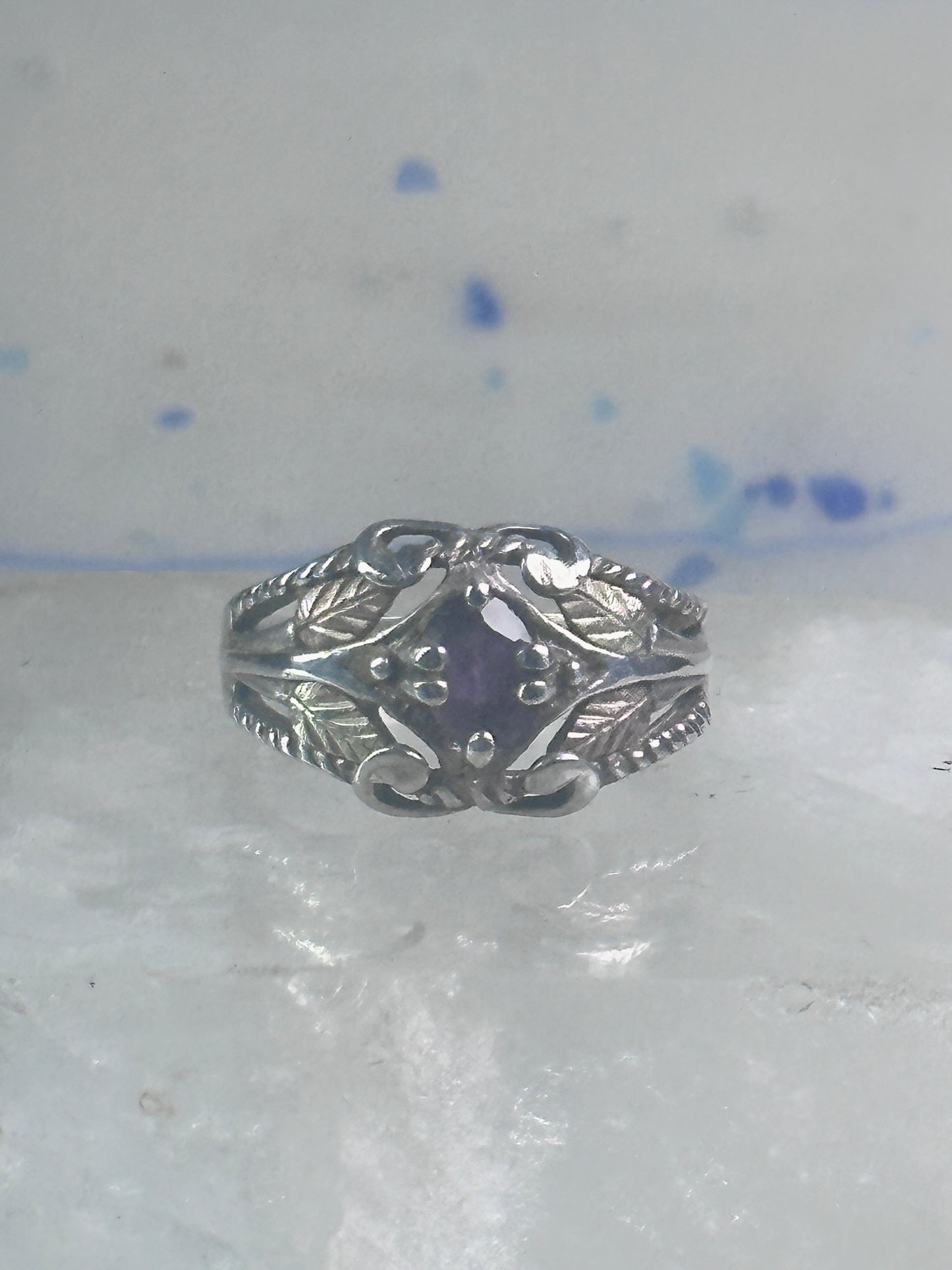 Black Hills Gold ring wedding band amethyst leaves size 8 sterling silver women