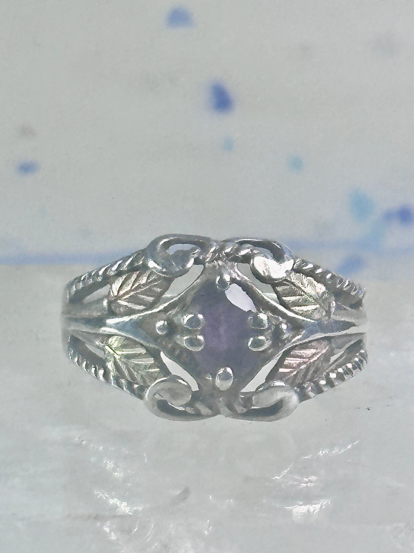 Black Hills Gold ring wedding band amethyst leaves size 8 sterling silver women