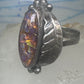 Lab opal ? Navajo leaf feather size 8 sterling silver women