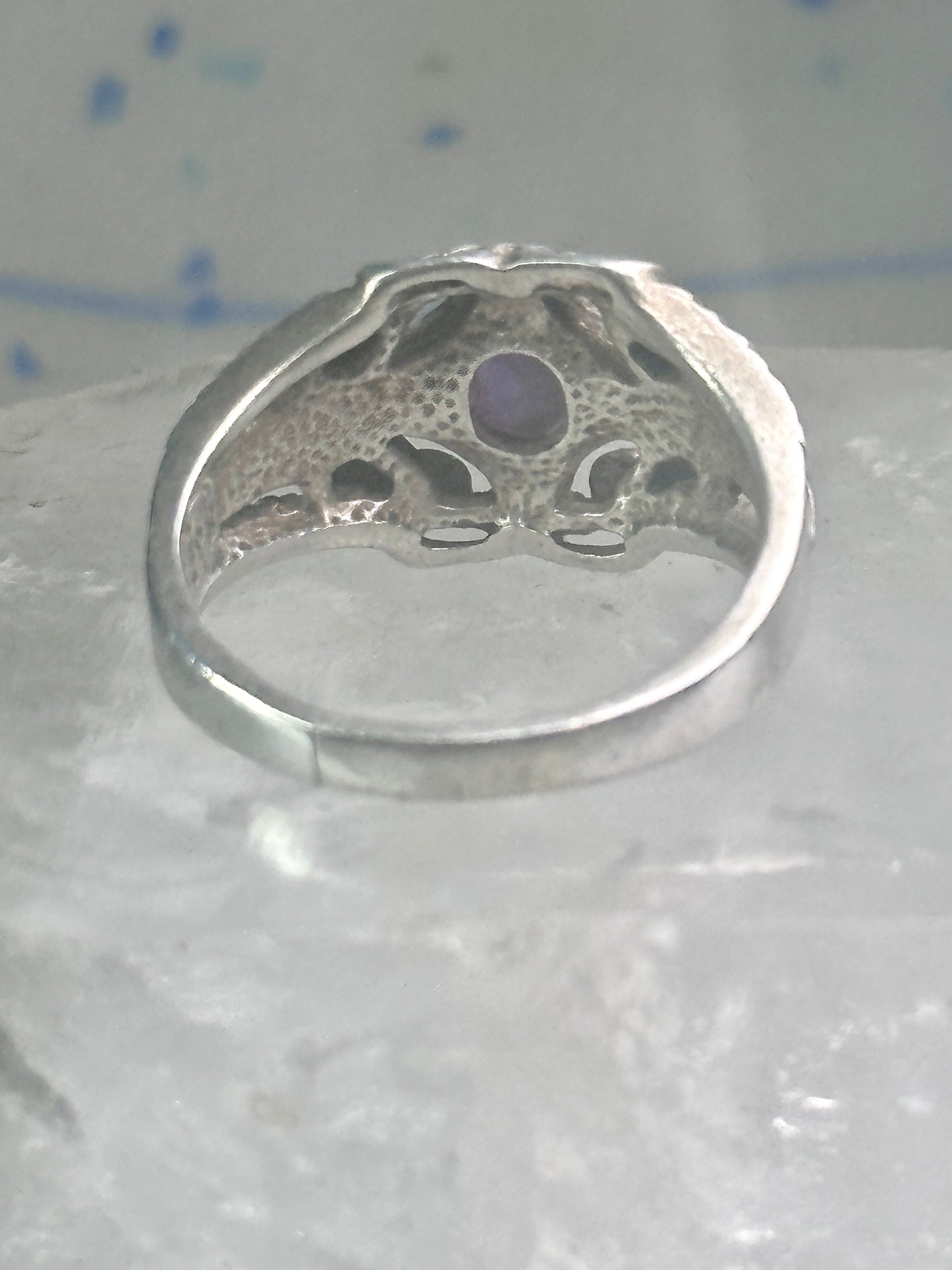 Black Hills Gold ring wedding band amethyst leaves size 8 sterling silver women