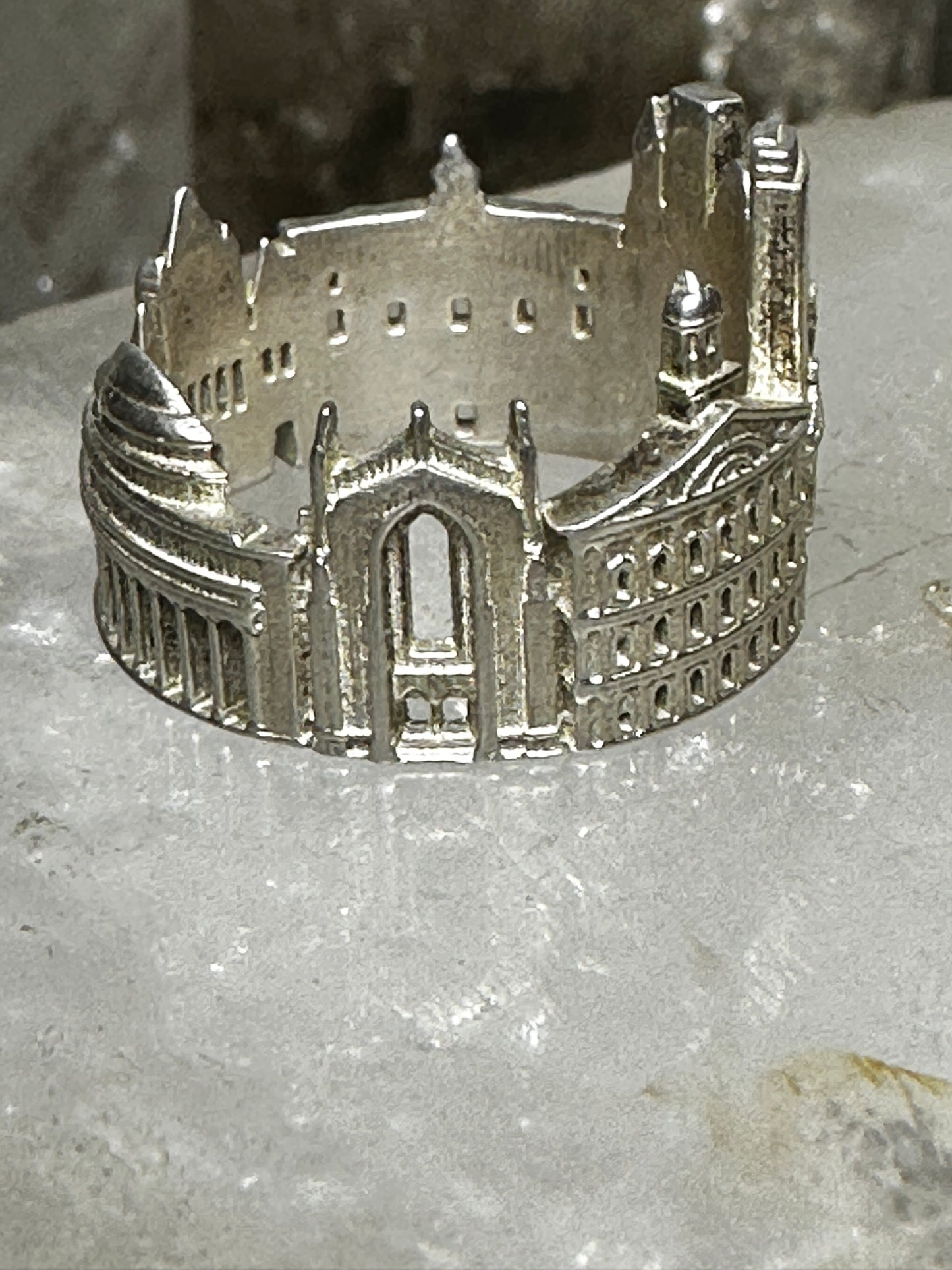 Boston City ring Boston Marathon architectural  band size 6 sterling silver women