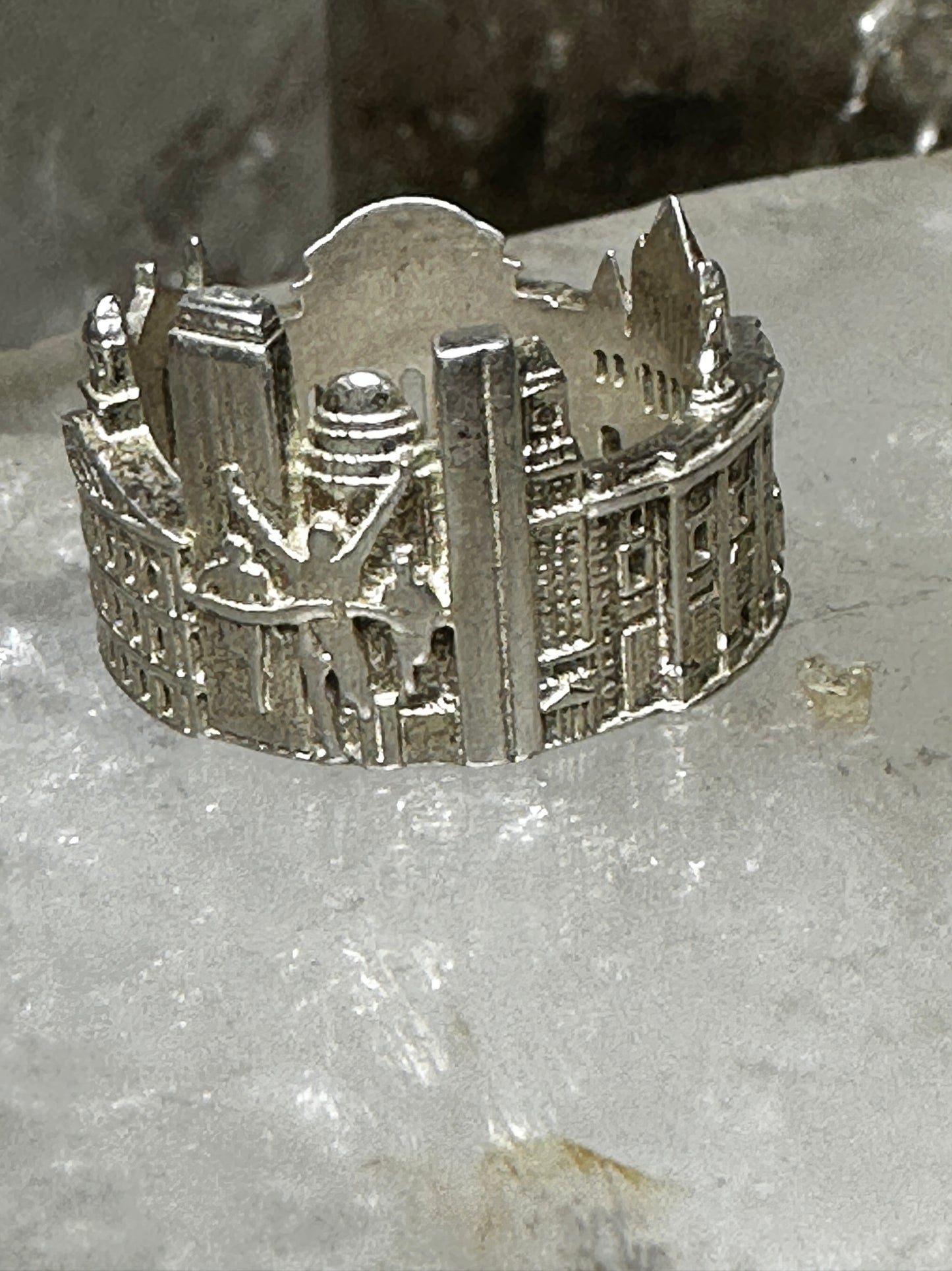 Boston City ring Boston Marathon architectural  band size 6 sterling silver women