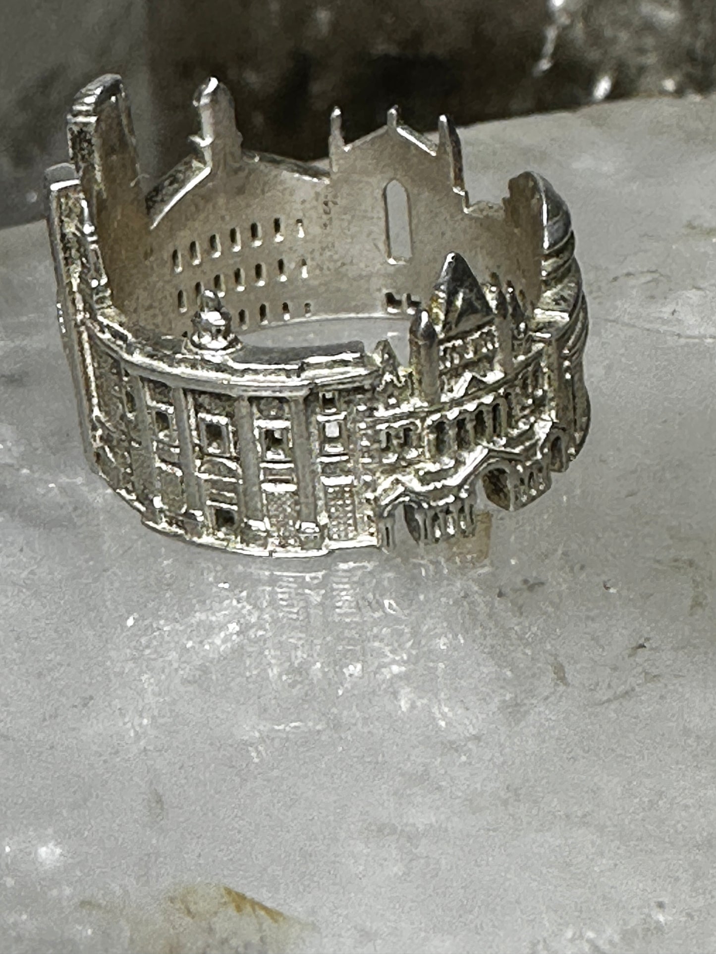 Boston City ring Boston Marathon architectural  band size 6 sterling silver women