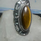 Poison ring long Tiger Eye Taxco Mexico size 7 adj sterling silver women