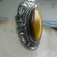 Poison ring long Tiger Eye Taxco Mexico size 7 adj sterling silver women