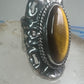 Poison ring long Tiger Eye Taxco Mexico size 7 adj sterling silver women