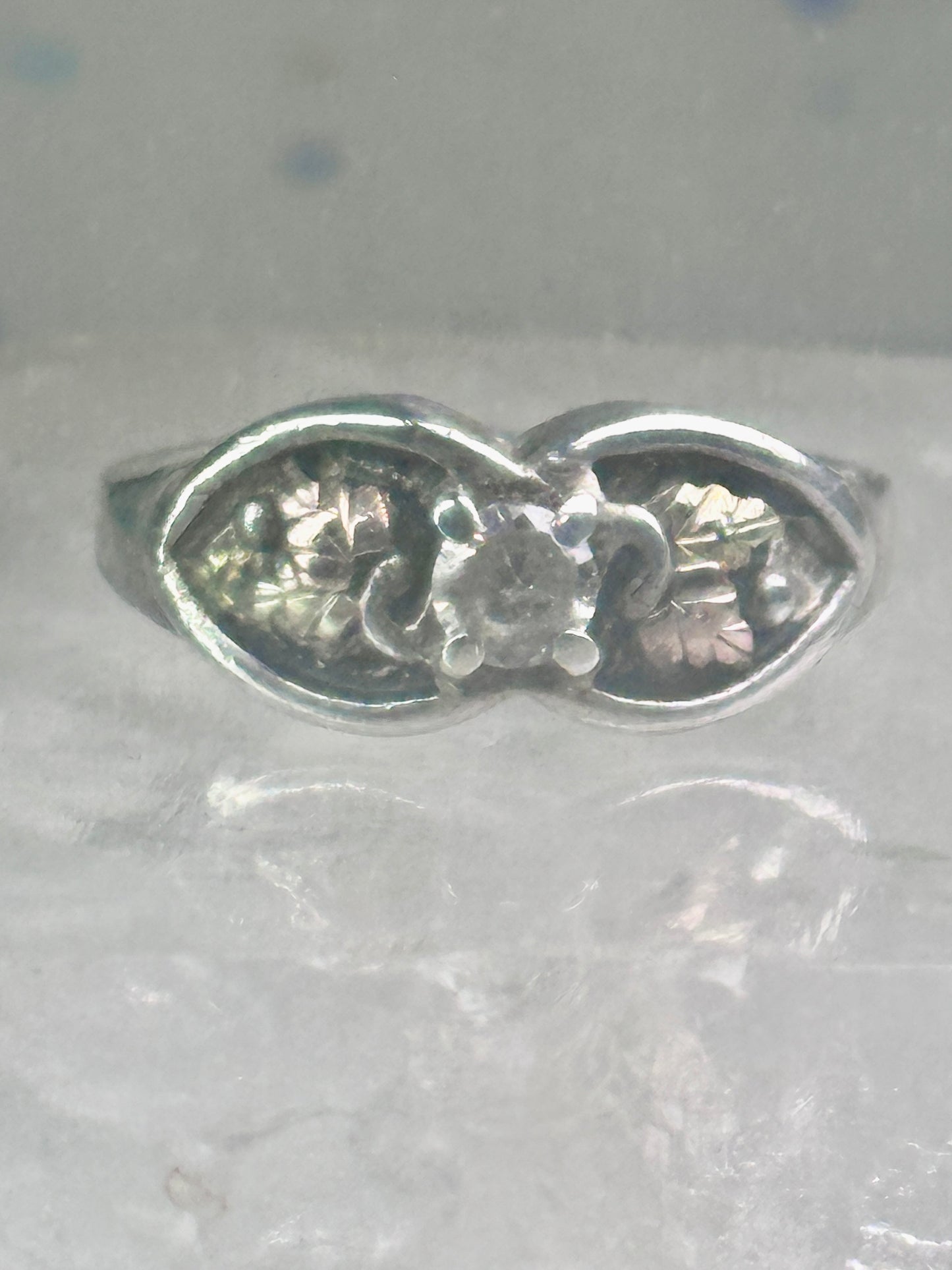 Black Hills Gold ring CZ band leaves size 6.5 sterling silver women