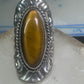 Poison ring long Tiger Eye Taxco Mexico size 7 adj sterling silver women