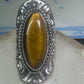 Poison ring long Tiger Eye Taxco Mexico size 7 adj sterling silver women