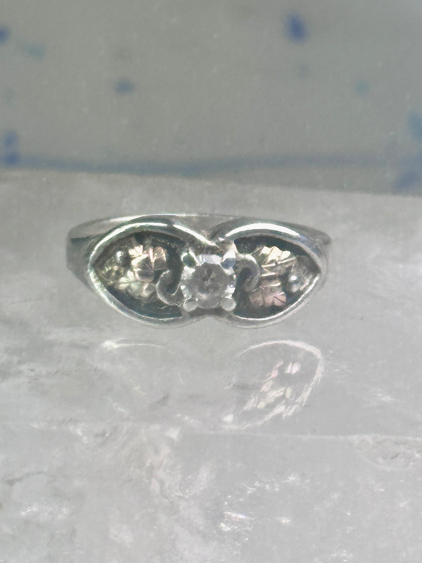 Black Hills Gold ring CZ band leaves size 6.5 sterling silver women