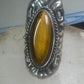 Poison ring long Tiger Eye Taxco Mexico size 7 adj sterling silver women