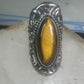 Poison ring long Tiger Eye Taxco Mexico size 7 adj sterling silver women