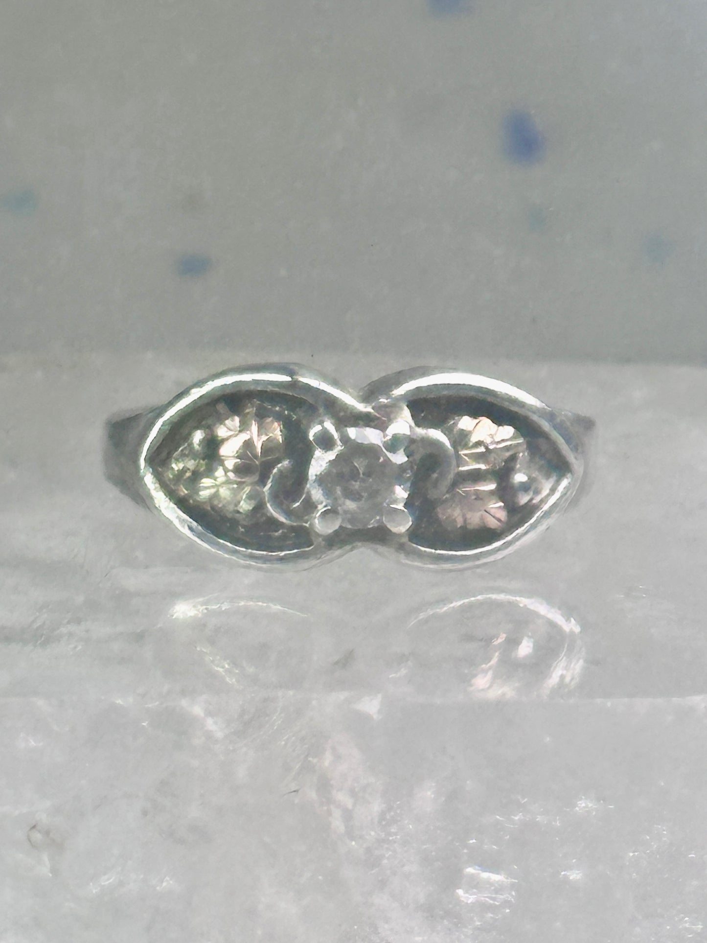 Black Hills Gold ring CZ band leaves size 6.5 sterling silver women