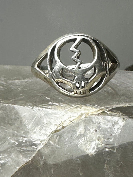 Skull ring Lightening bolt band  size 7 sterling silver women  girls