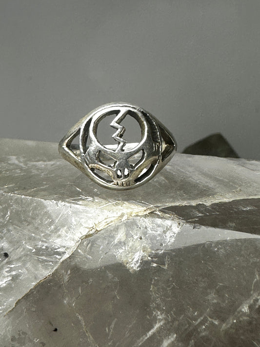 Skull ring Lightening bolt band  size 7 sterling silver women  girls