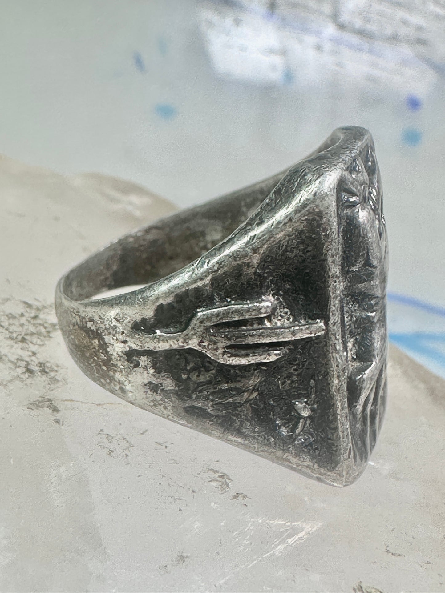 Bucking Bronco ring Horse Cowboy cactus snake southwest size 8.50 sterling silver