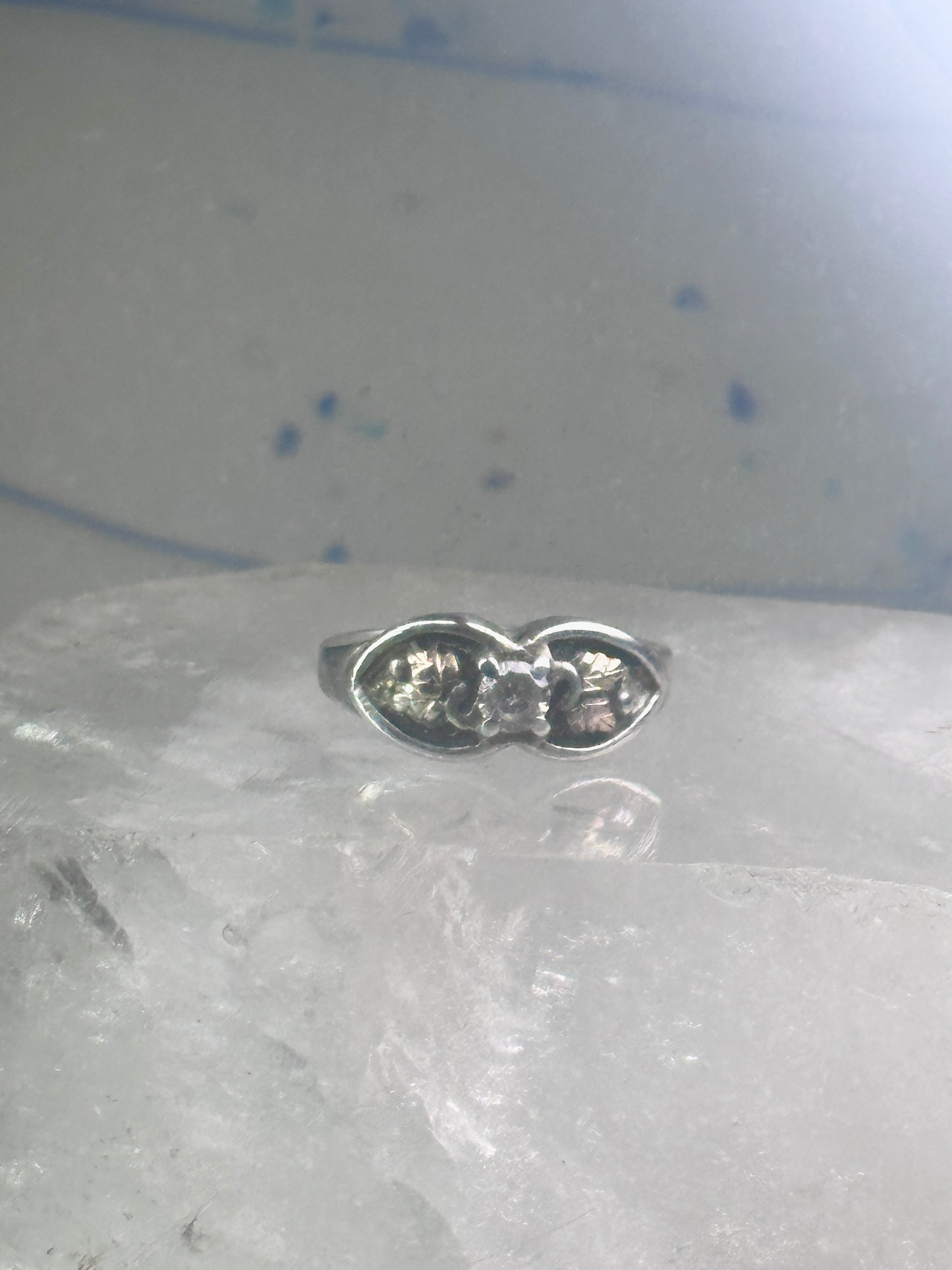 Black Hills Gold ring CZ band leaves size 6.5 sterling silver women