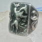 Bucking Bronco ring Horse Cowboy cactus snake southwest size 8.50 sterling silver