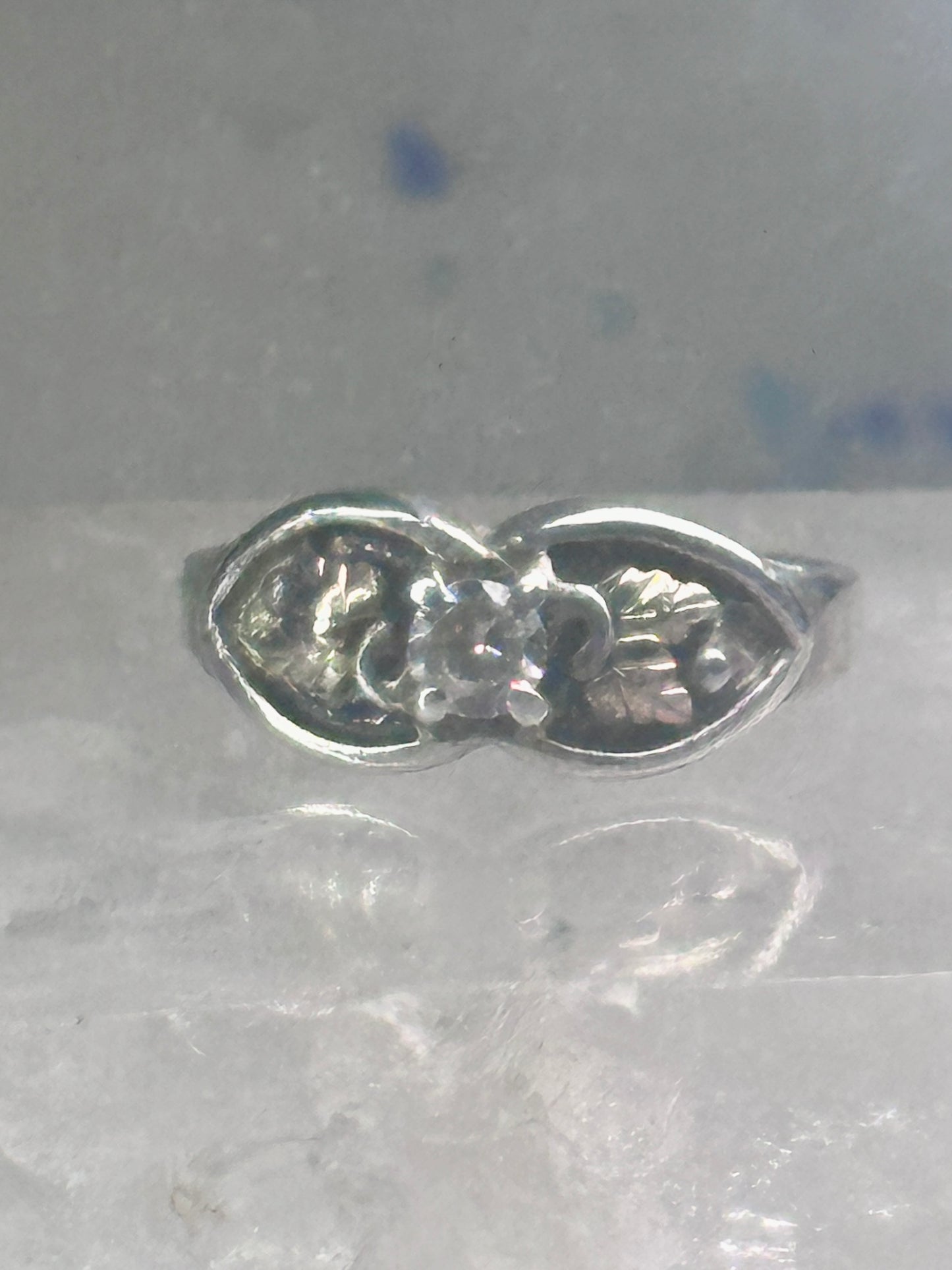 Black Hills Gold ring CZ band leaves size 6.5 sterling silver women