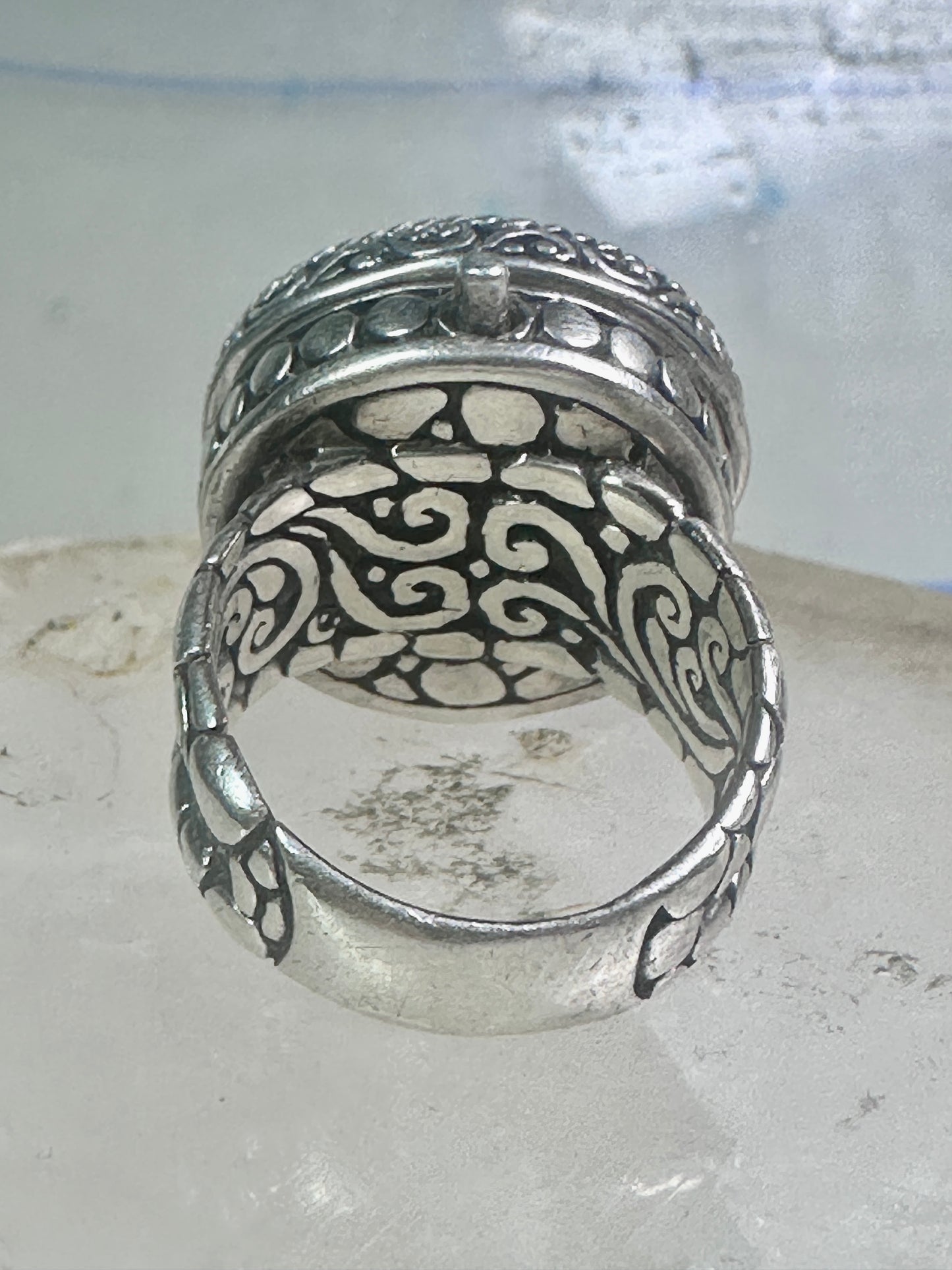 Poison ring Yin Yang Flowers floral size 7 adj sterling silver women