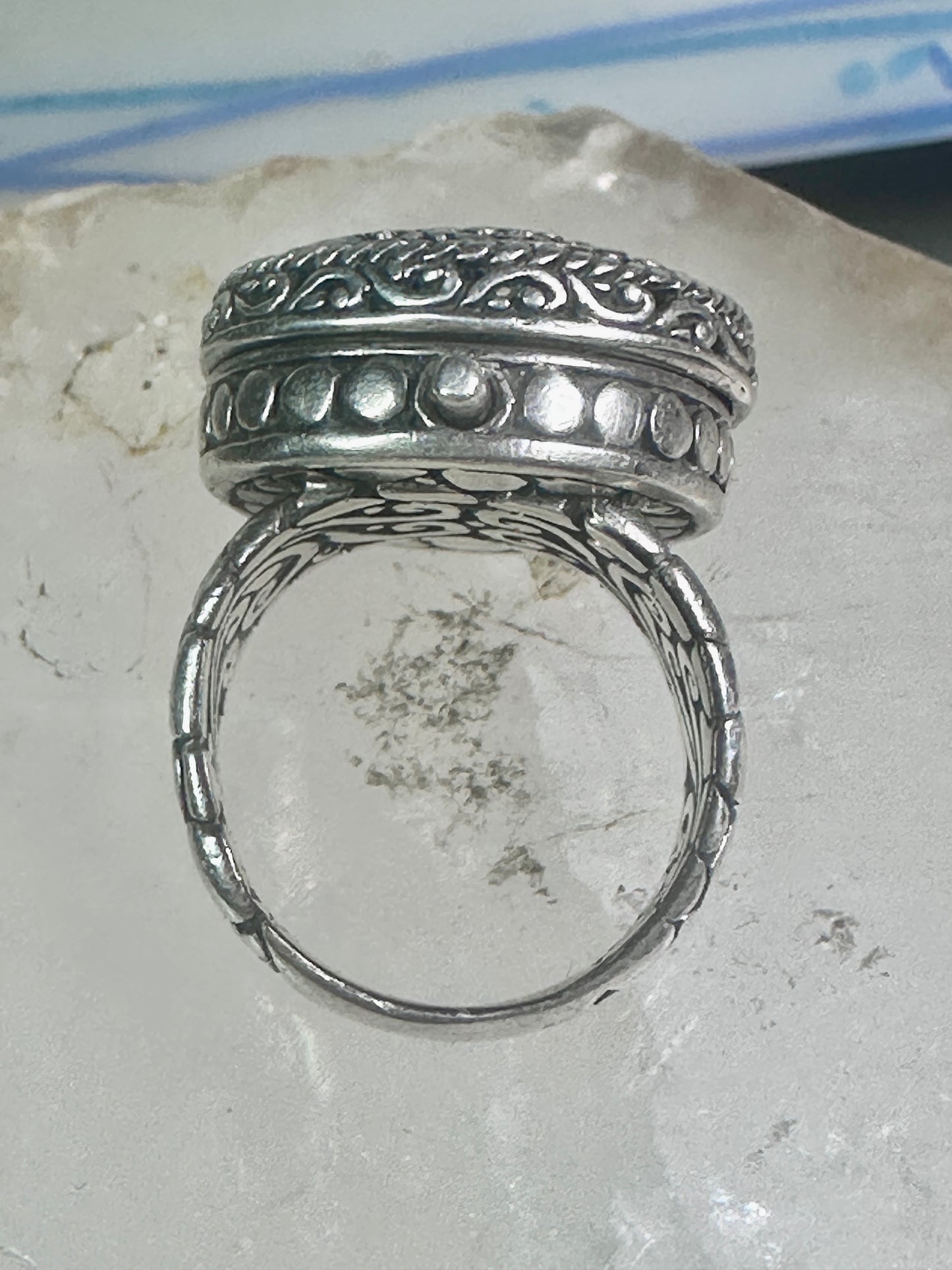 Poison ring Yin Yang Flowers floral size 7 adj sterling silver women