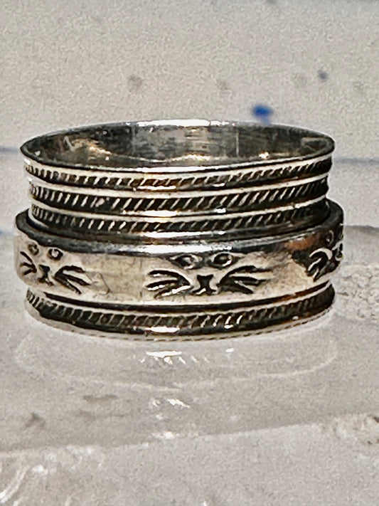 Cat ring spinner band size 7 sterling silver women girls