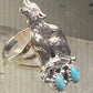 Navajo wolf Ring turquoise band size 8 sterling silver men women