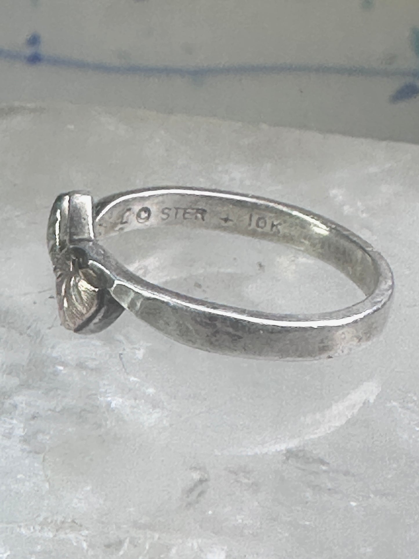 Black Hills Gold ring heart stacker band leaves size 6.75 sterling silver women