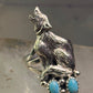 Navajo wolf Ring turquoise band size 8 sterling silver men women