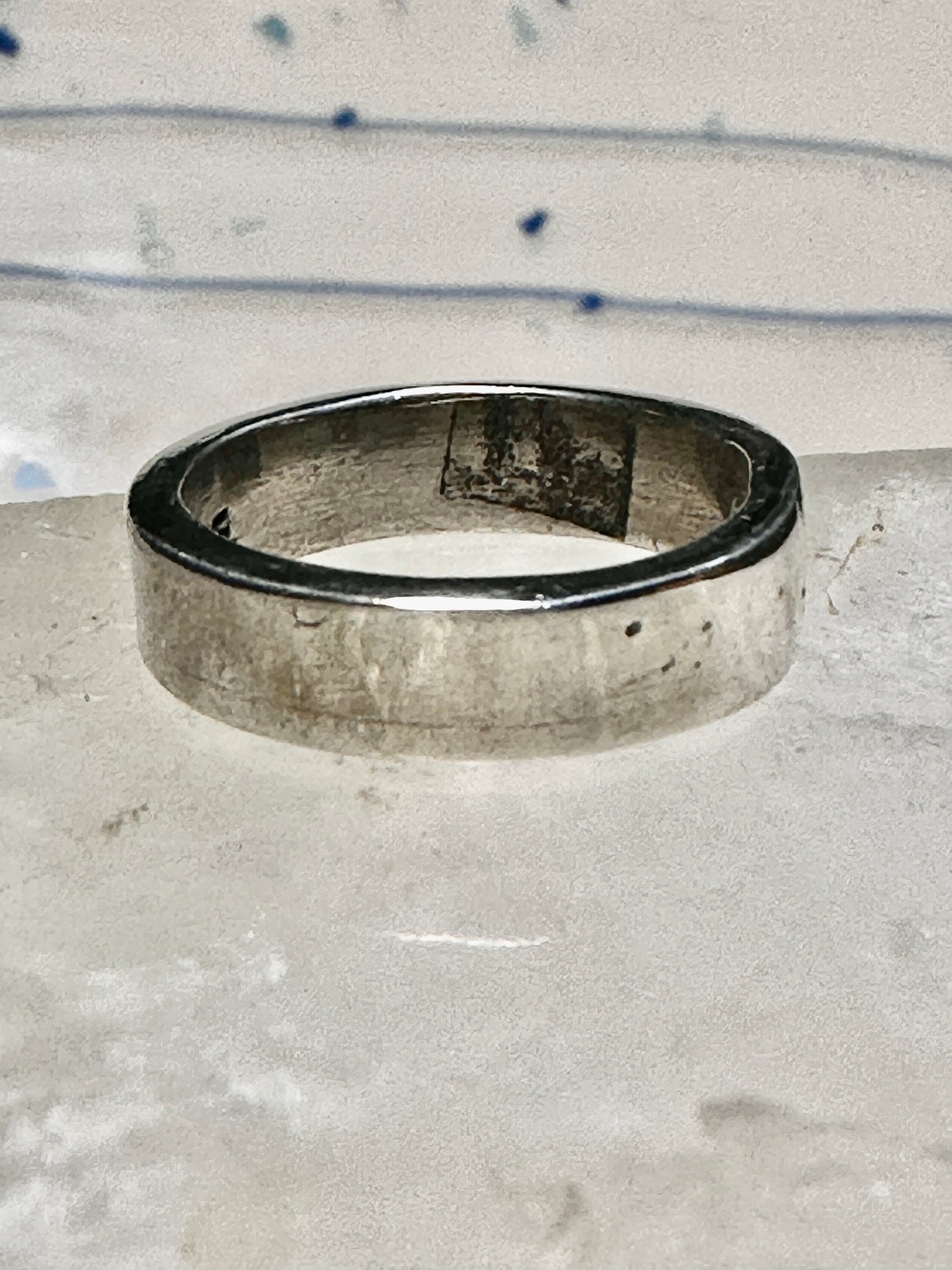 Wedding Band Ring thick plain band size sterling silver women