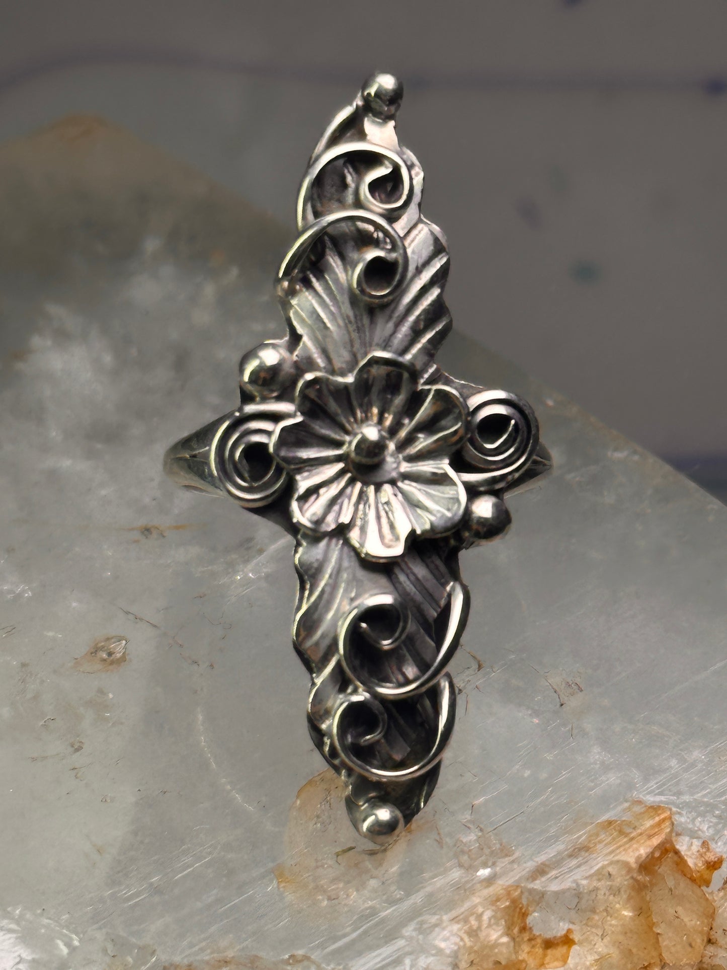 Navajo long squash blossom Ring size 9.75 sterling silver girls women