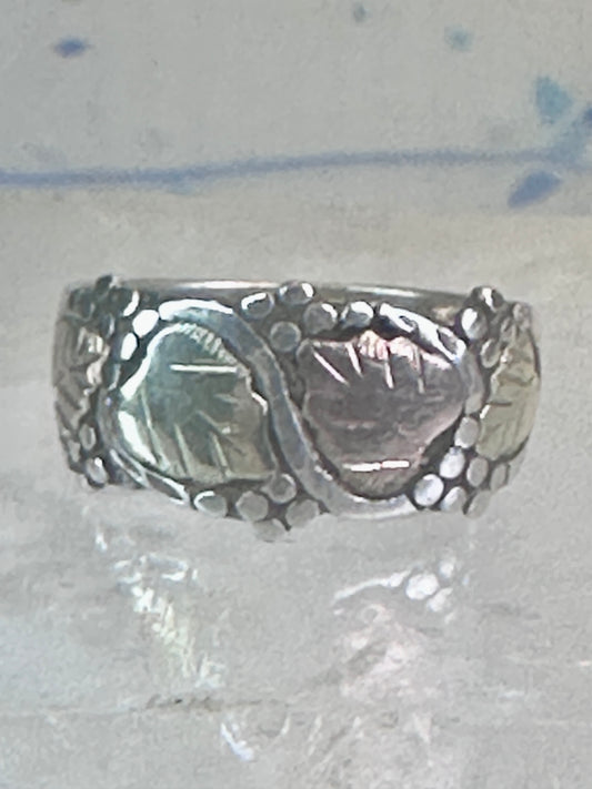 Black Hills Gold ring floral wedding band leaves size 4.5 sterling silver women