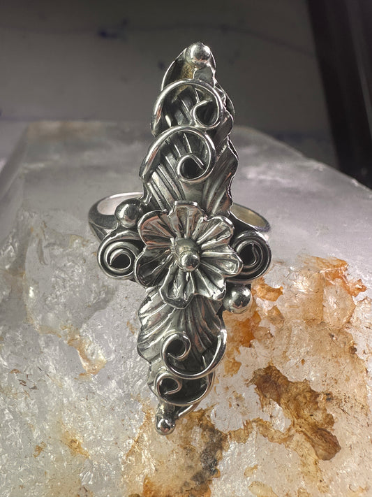 Navajo long squash blossom Ring size 9.75 sterling silver girls women