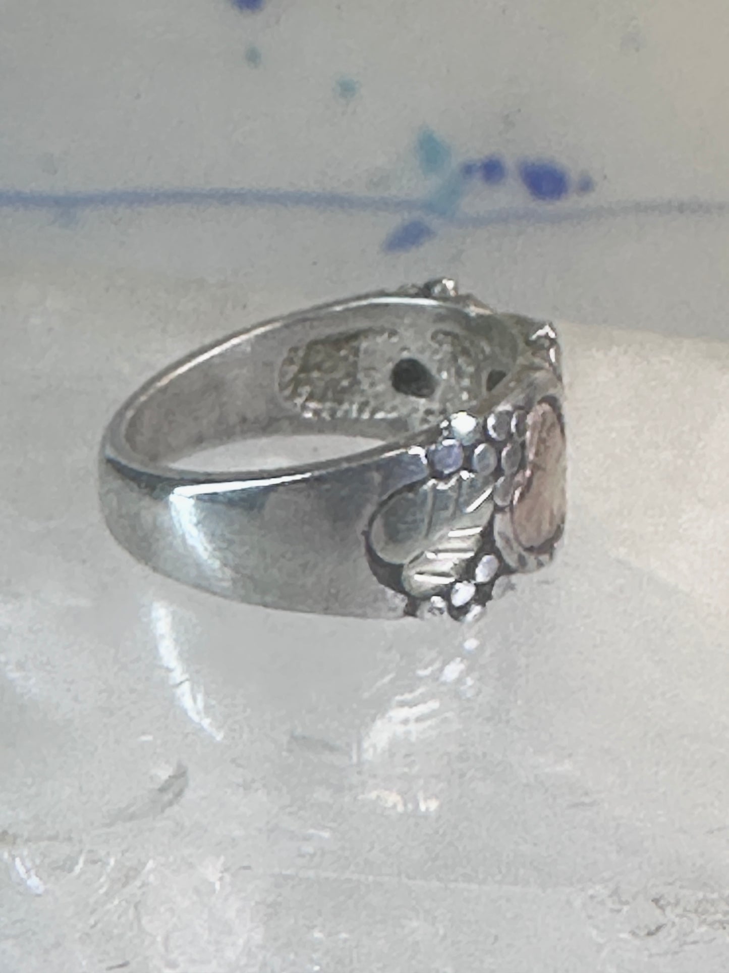 Black Hills Gold ring floral wedding band leaves size 4.5 sterling silver women