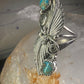 Navajo long ring turquoise squash blossom feathers leaves size 9.75 sterling silver girls women