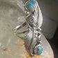 Navajo long ring turquoise squash blossom feathers leaves size 9.75 sterling silver girls women