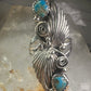 Navajo long ring turquoise squash blossom feathers leaves size 9.75 sterling silver girls women