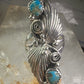 Navajo long ring turquoise squash blossom feathers leaves size 9.75 sterling silver girls women